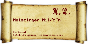 Meiszinger Milán névjegykártya
